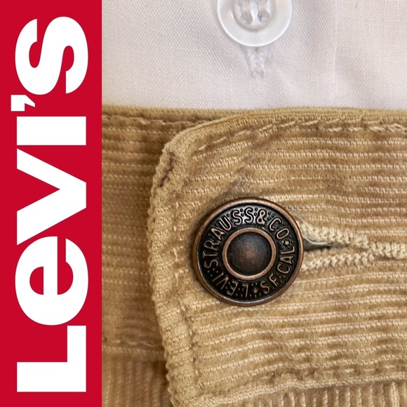 Vintage LEVI’S 551 tan corduroy button fly straight leg pants with white tab - Picture 7 of 16